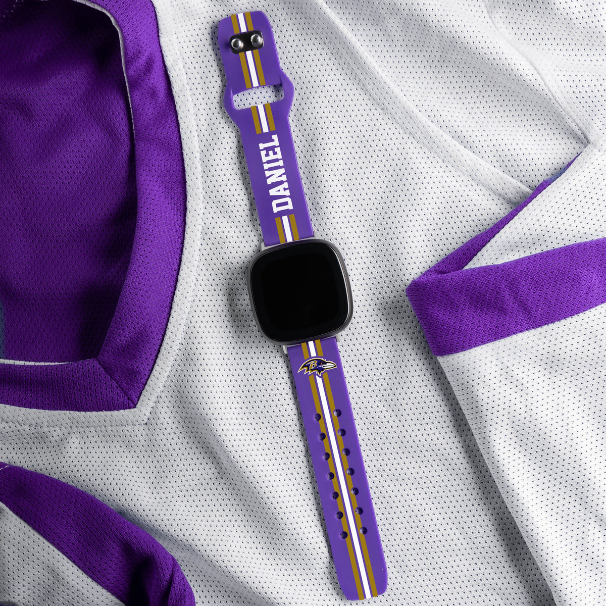 Baltimore Ravens Custom Name HD Fitbit Versa 3 and Sense Watch Band