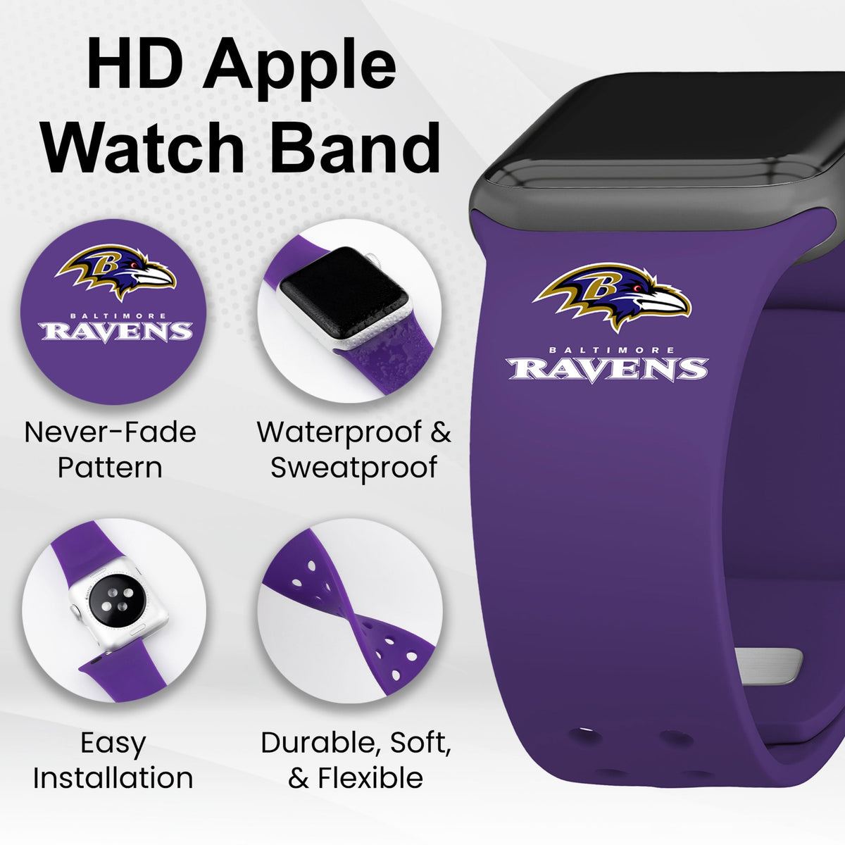 GAME TIME Baltimore Ravens HD Elite Edition Apple Watch Band