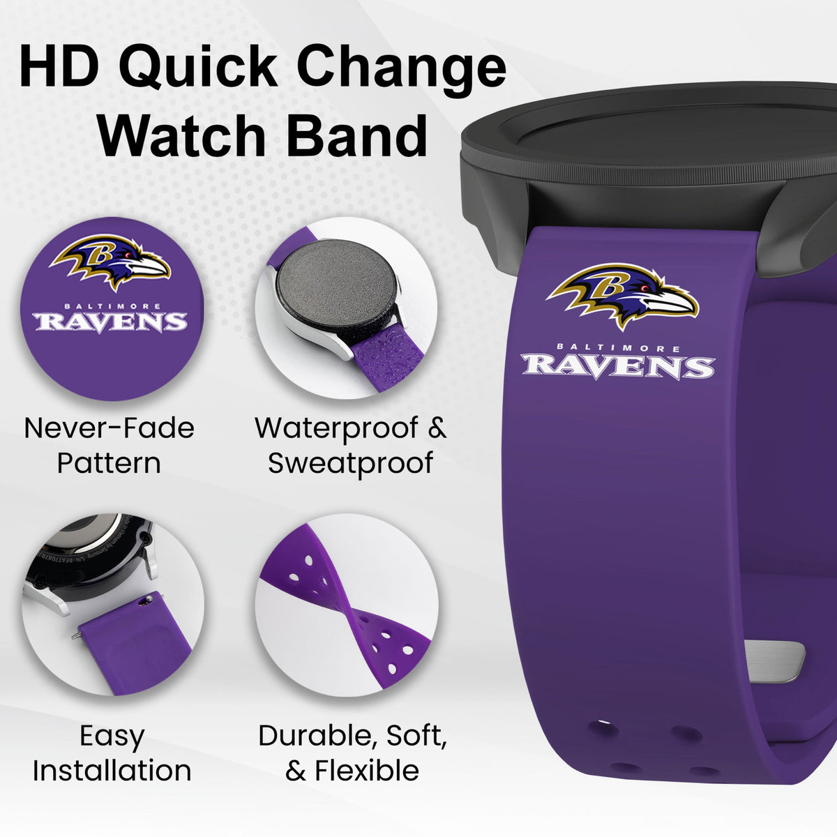 GAME TIME Baltimore Ravens HD Elite Edition Samsung Galaxy Watch Band