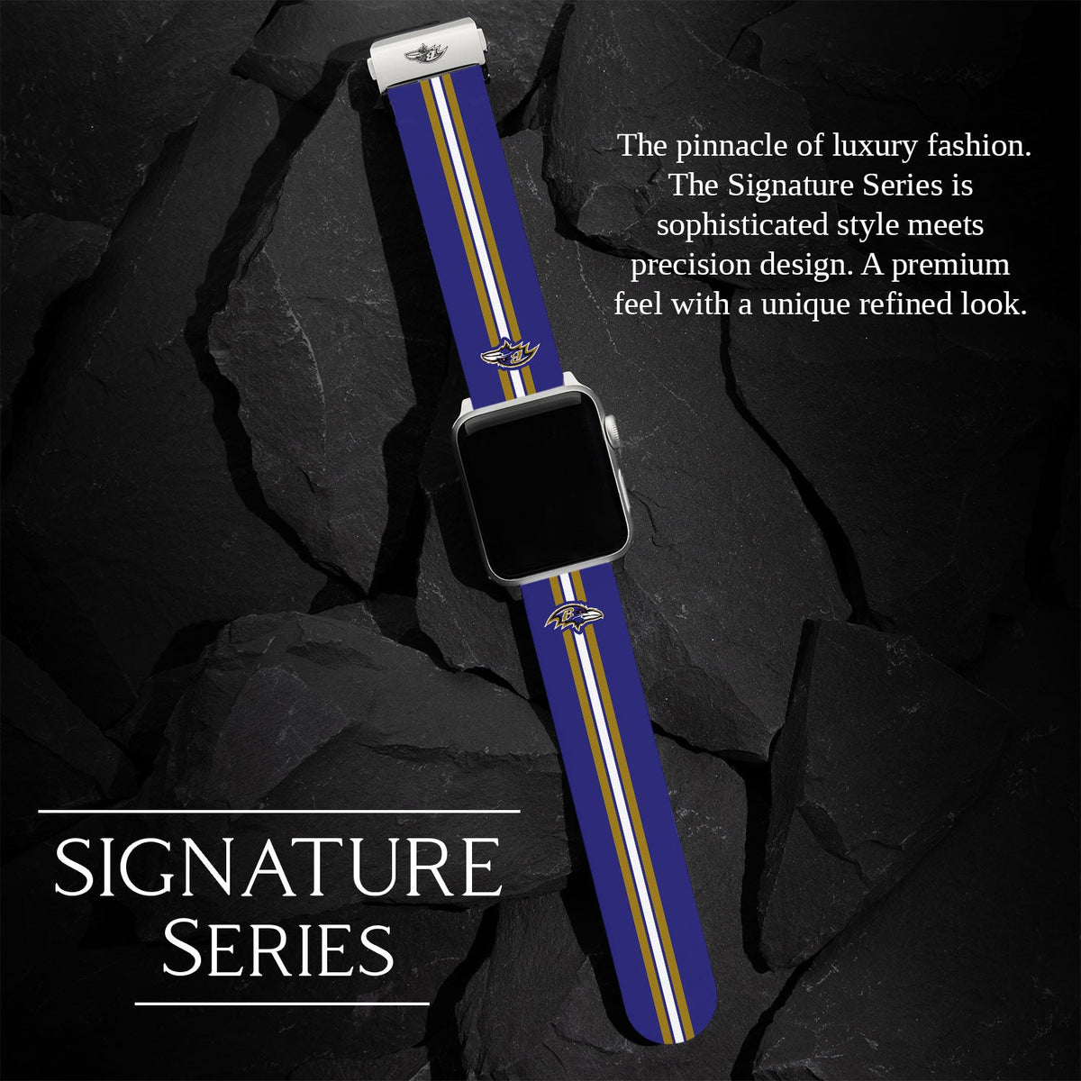 Game Time Baltimore Ravens Signature Series Apple Watch Band With Engraved Buckle