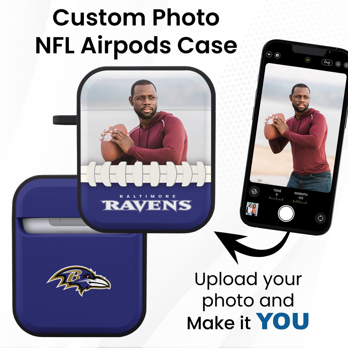 Baltimore Ravens Custom Photo HDX Apple AirPods Gen 1 &amp; 2 Case Cover