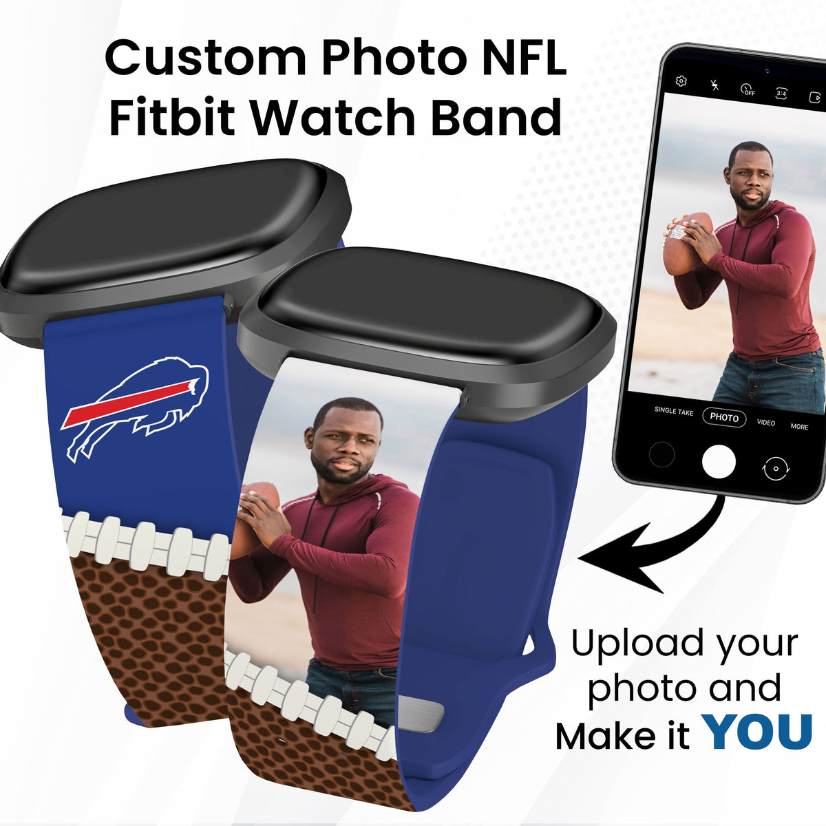 Buffalo Bills Custom Photo HD Fitbit Versa 3 &amp; Sense Watch Band