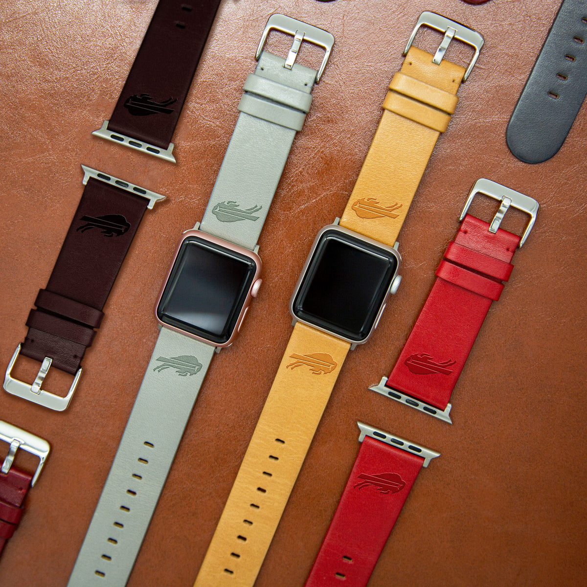 Game Time Buffalo Bills Apple Leather Watch Band - USA Sewn