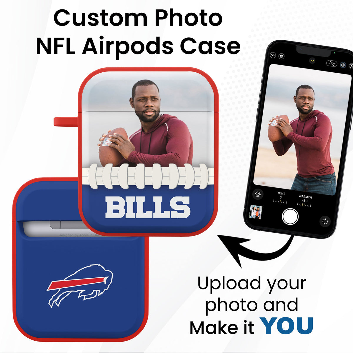 Buffalo Bills Custom Photo HDX Apple AirPods Gen 1 &amp; 2 Case Cover