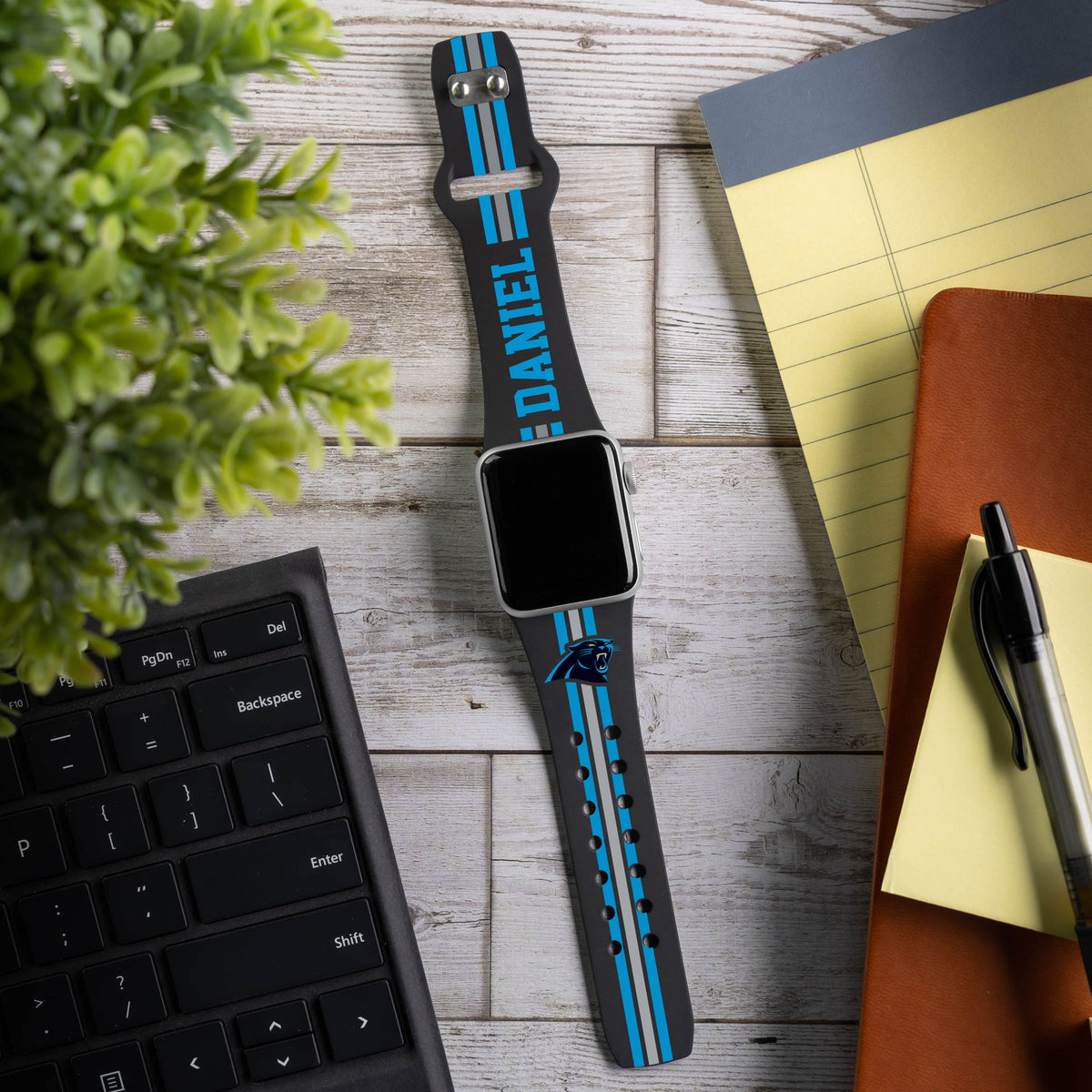Carolina Panthers Custom Name HD Apple Watch Band