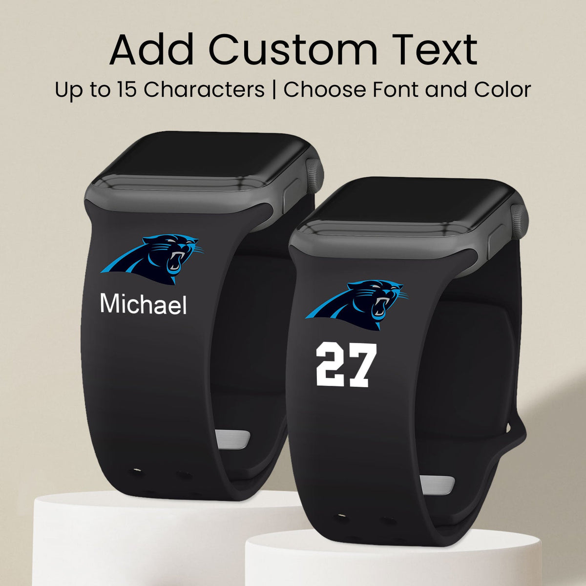 Carolina Panthers Custom Name HD Apple Watch Band