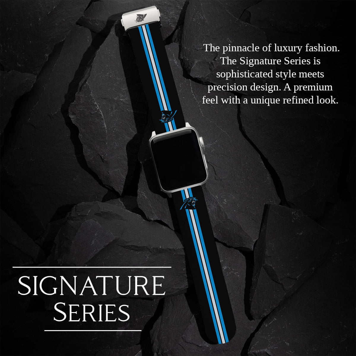 Game Time Carolina Panthers Signature Series Apple Watch Band With Engraved Buckle
