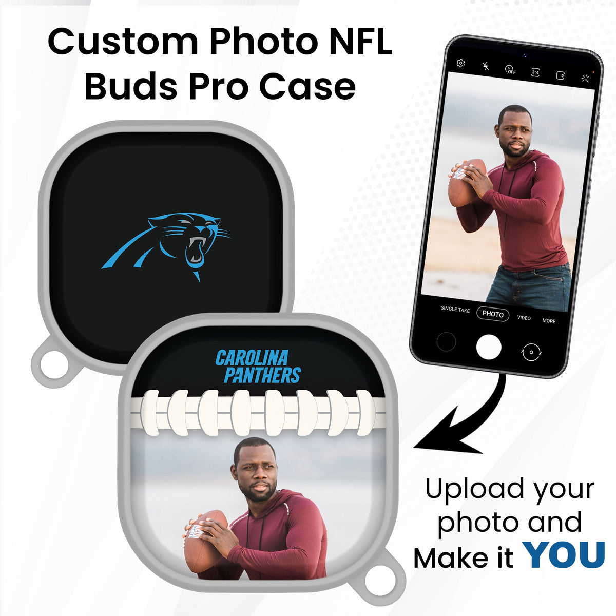 Carolina Panthers Custom Photo HDX Samsung Galaxy Buds Pro and Buds Live Case Cover
