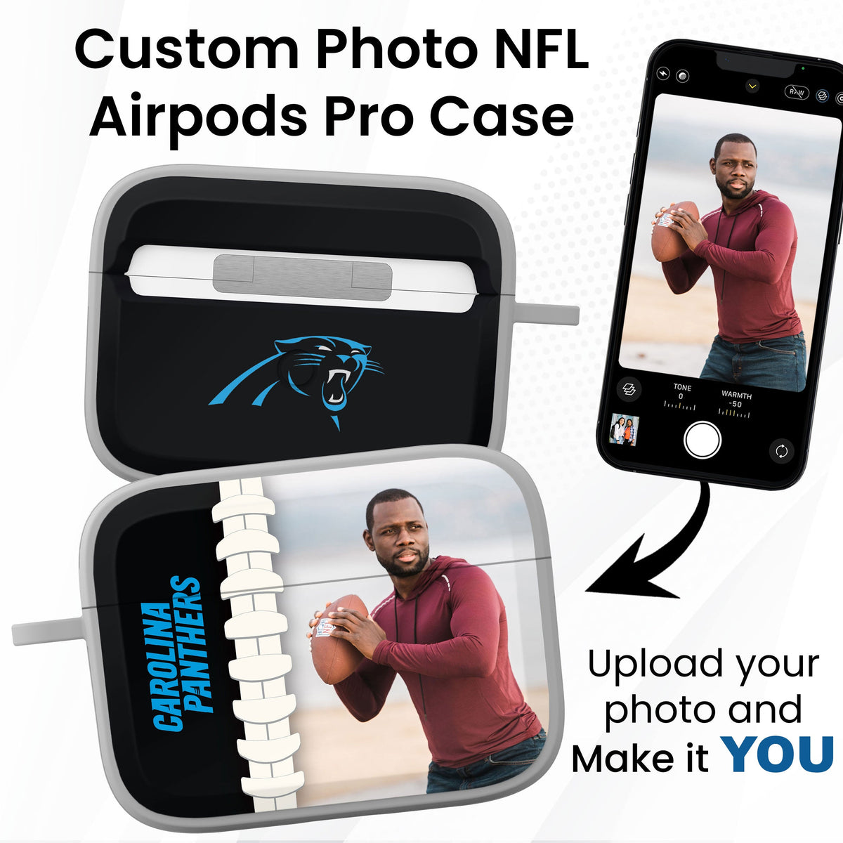 Carolina Panthers Custom Photo HDX Apple AirPods Pro 1 &amp; 3 Case Cover