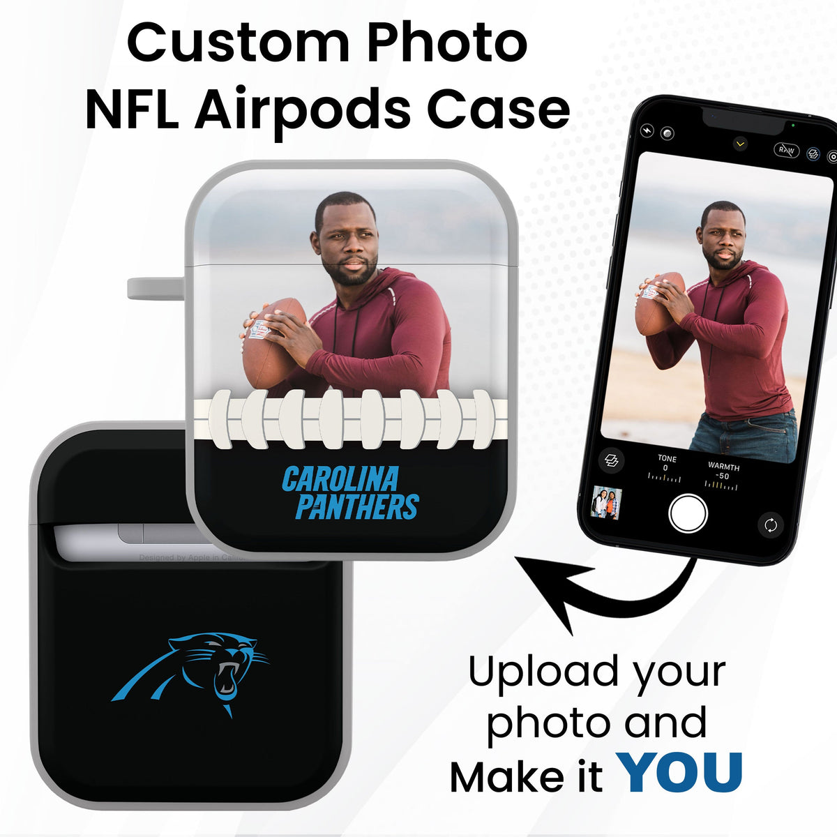Carolina Panthers Custom Photo HDX Apple AirPods Gen 1 &amp; 2 Case Cover