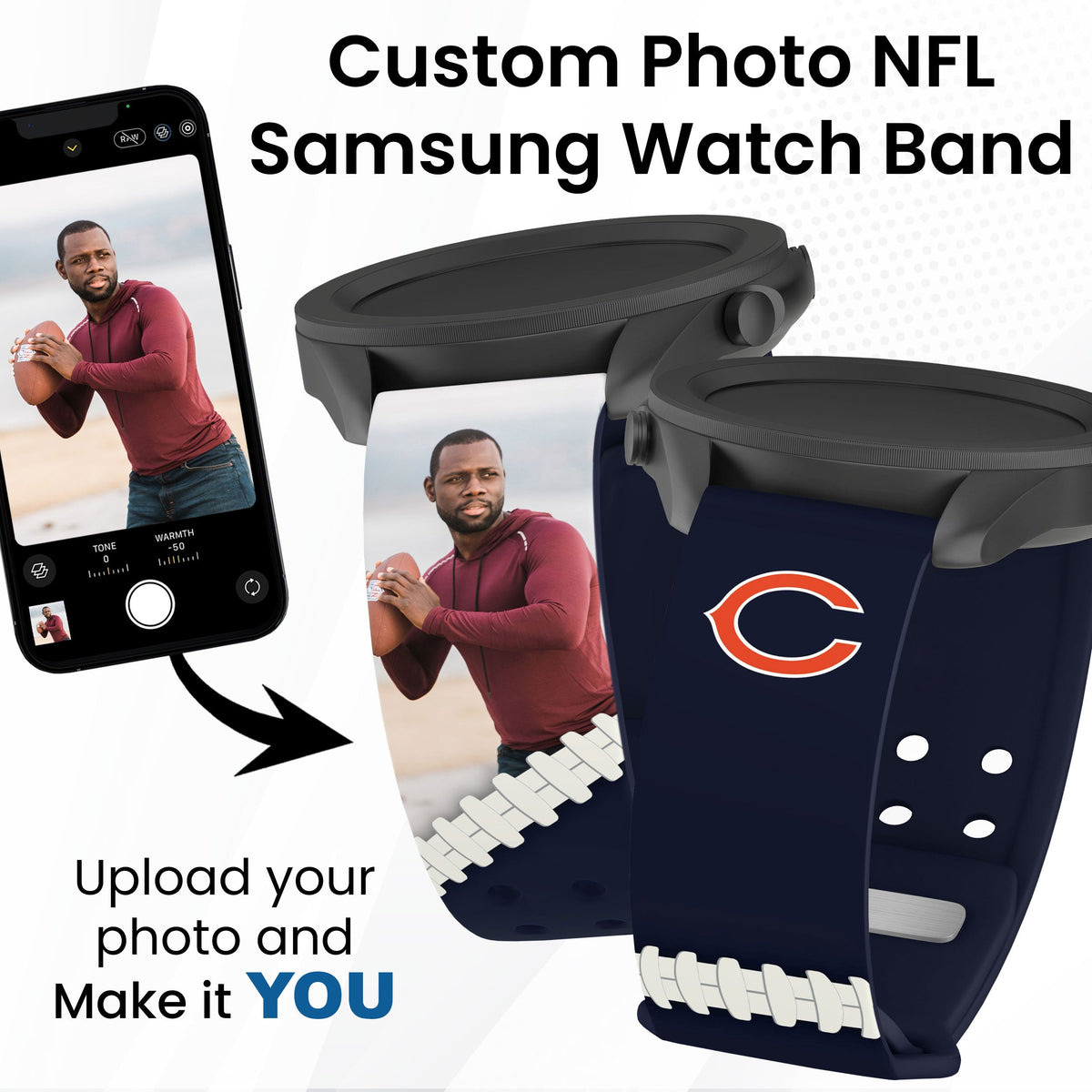 Chicago Bears Custom Photo HD Samsung Galaxy Watch Band