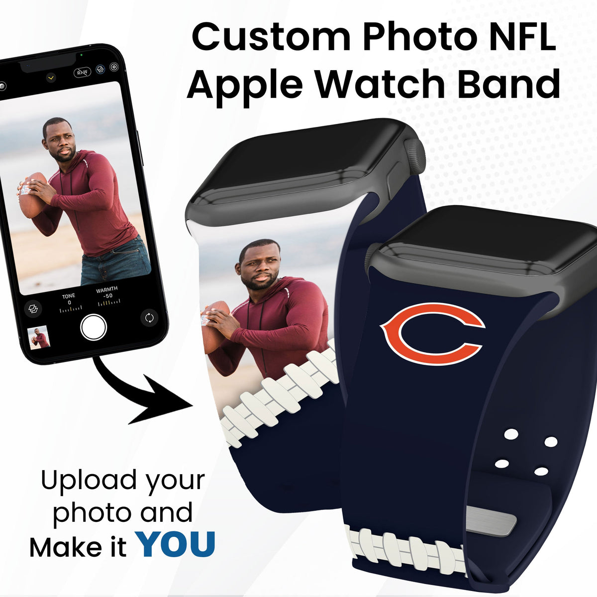 Chicago Bears Custom Photo HD Apple Watch Band