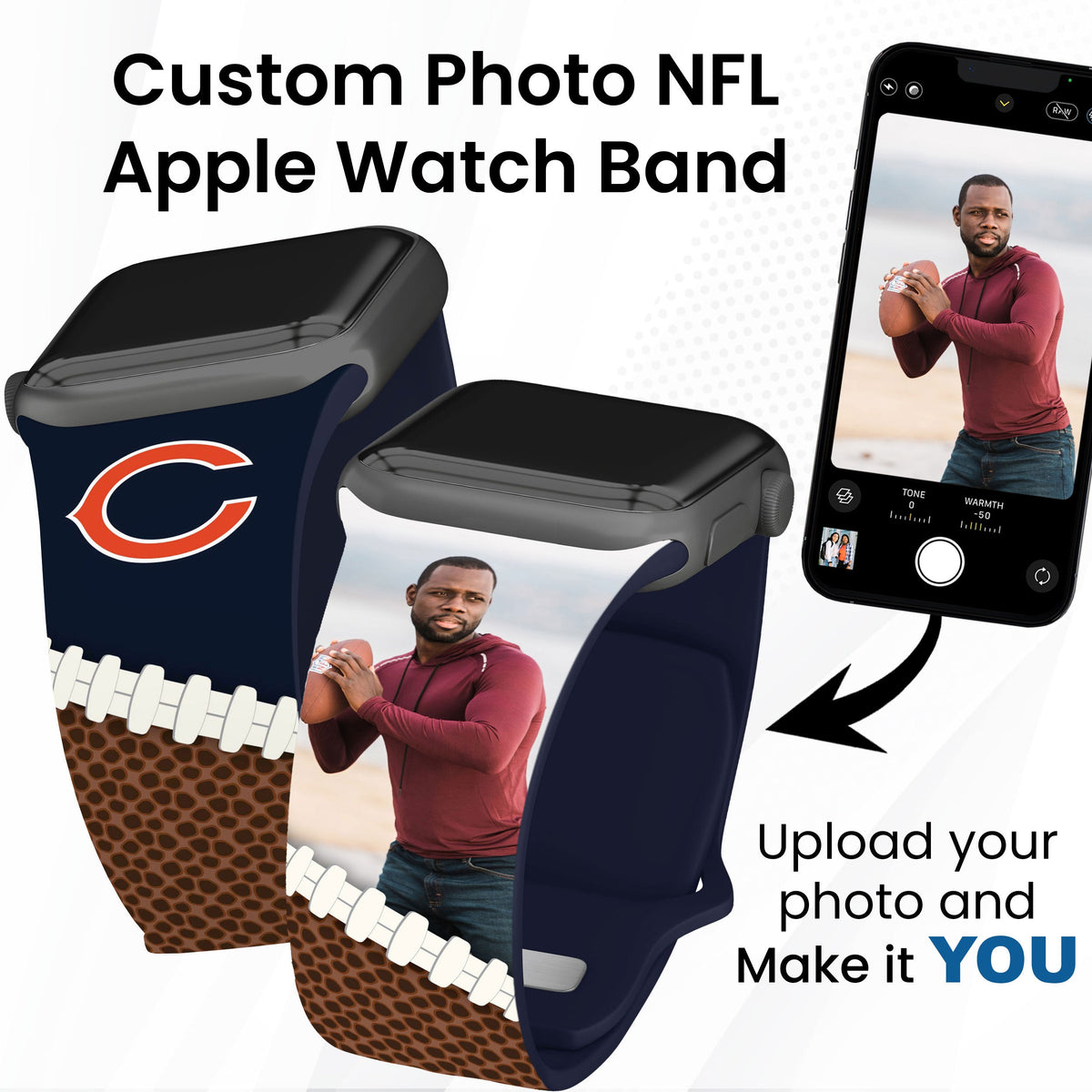 Chicago Bears Custom Photo HD Apple Watch Band