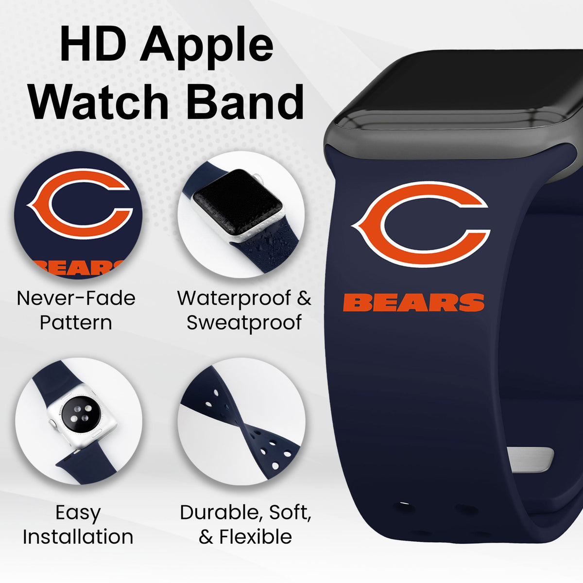 GAME TIME Chicago Bears HD Elite Edition Apple Watch Band