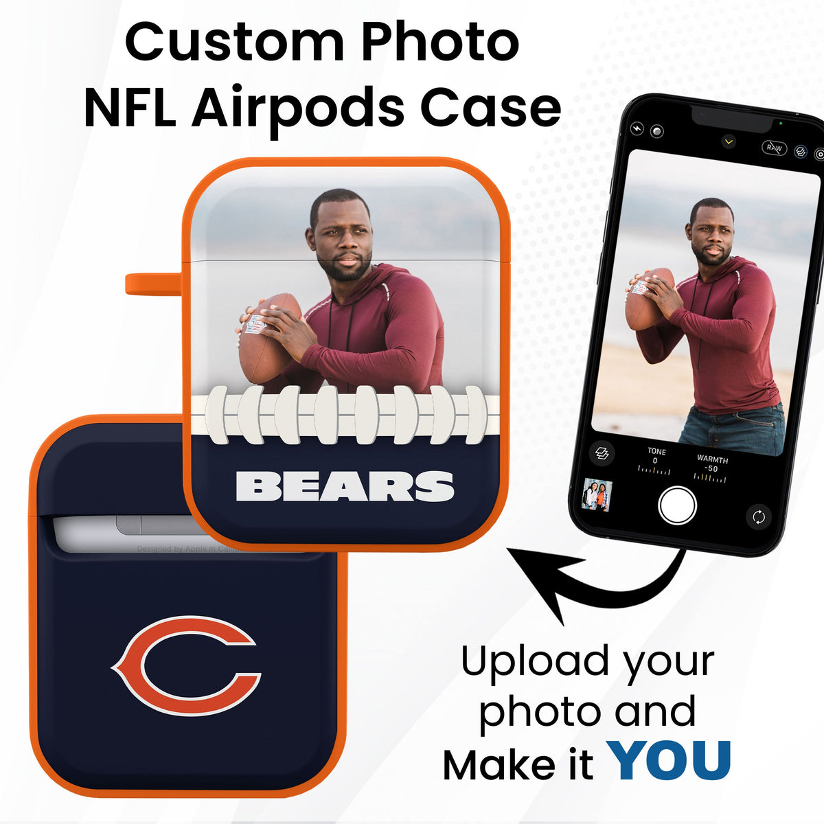 Chicago Bears Custom Photo HDX Apple AirPods Gen 1 &amp; 2 Case Cover