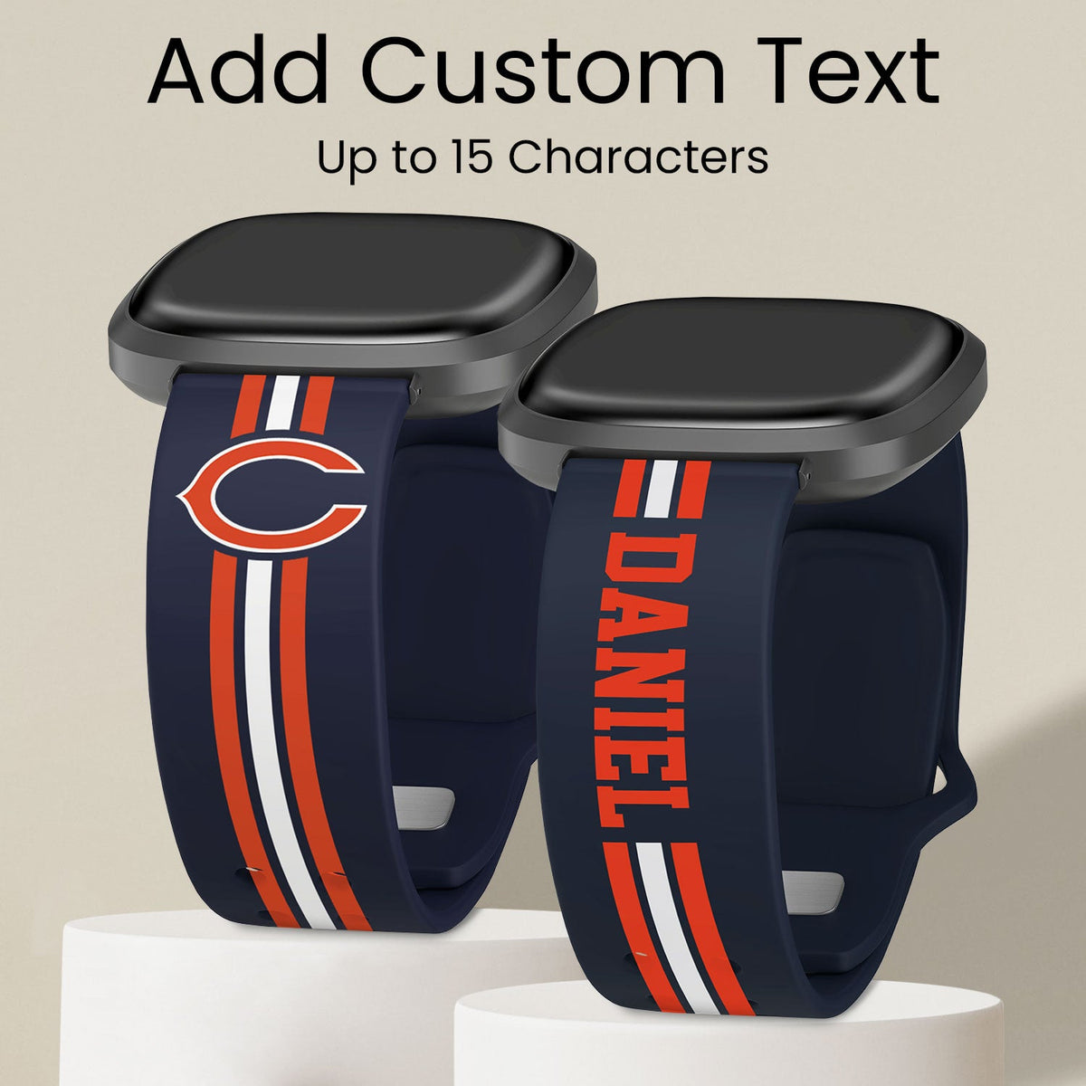 Chicago Bears Custom Name HD Fitbit Versa 3 and Sense 1 Watch Band