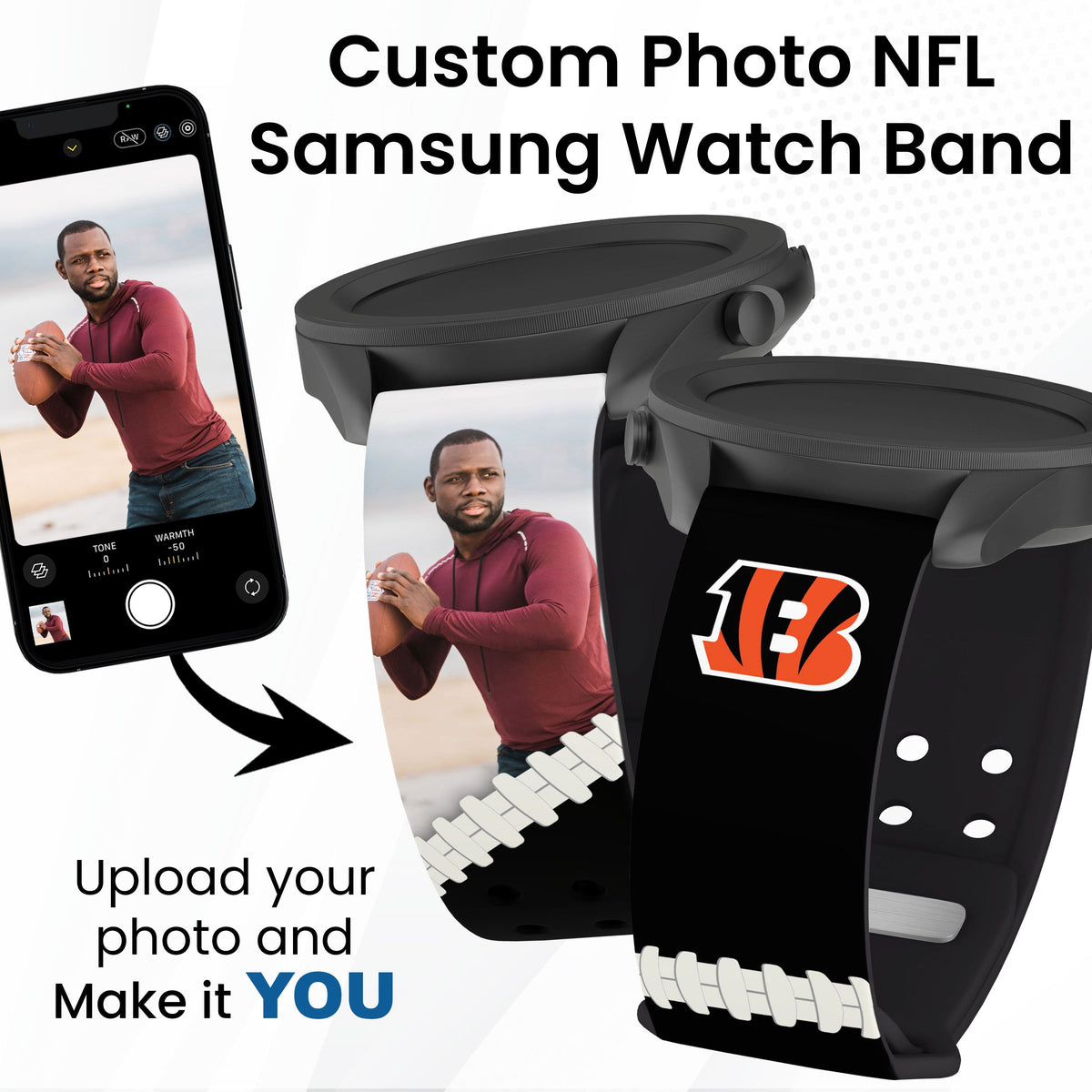 Cincinnati Bengals Custom Photo HD Samsung Galaxy Watch Band