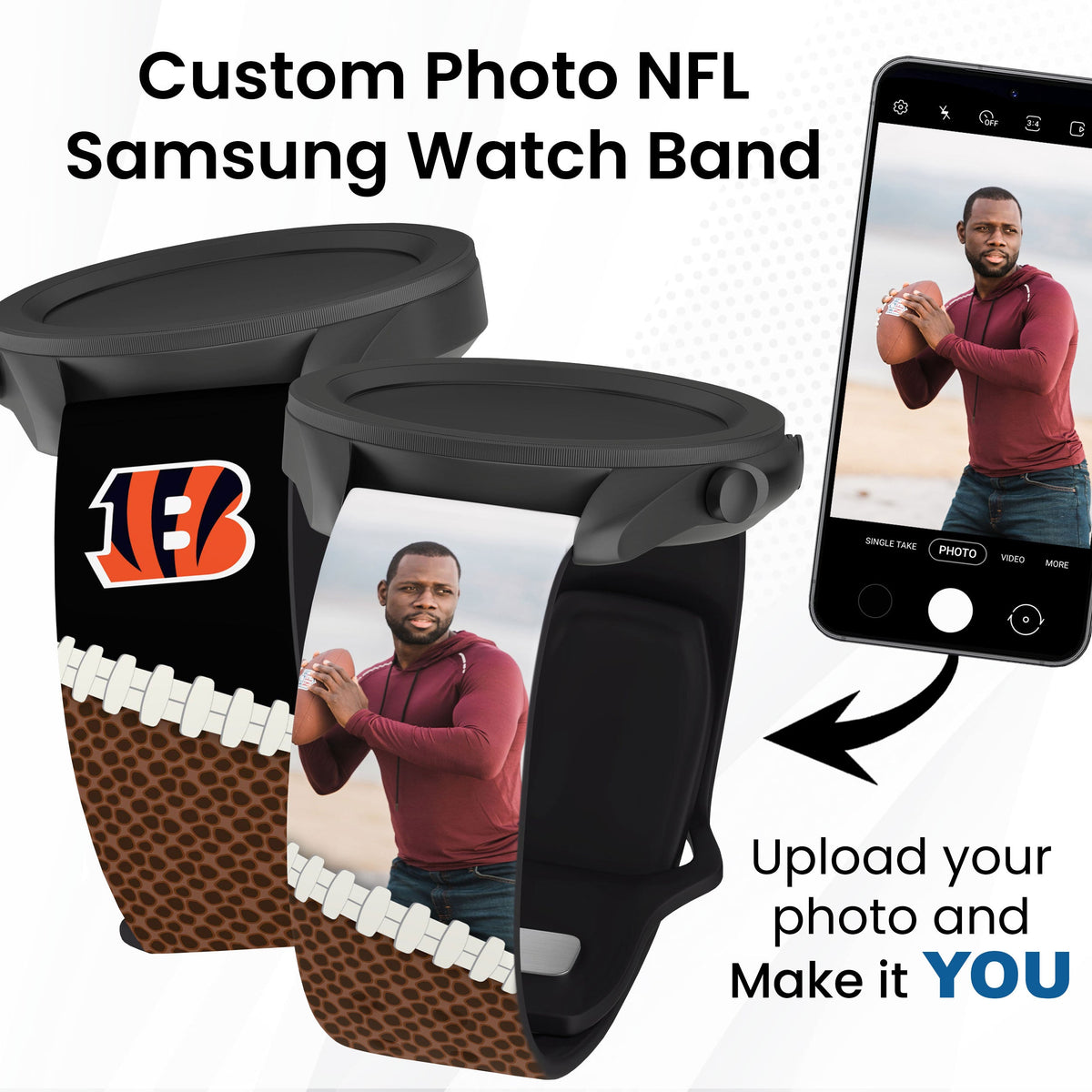 Cincinnati Bengals Custom Photo HD Samsung Galaxy Watch Band