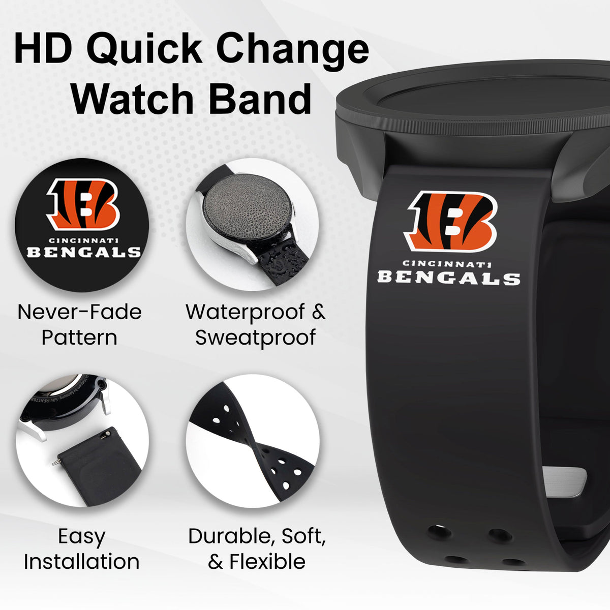 GAME TIME Cincinnati Bengals HD Elite Edition Samsung Galaxy Watch Band