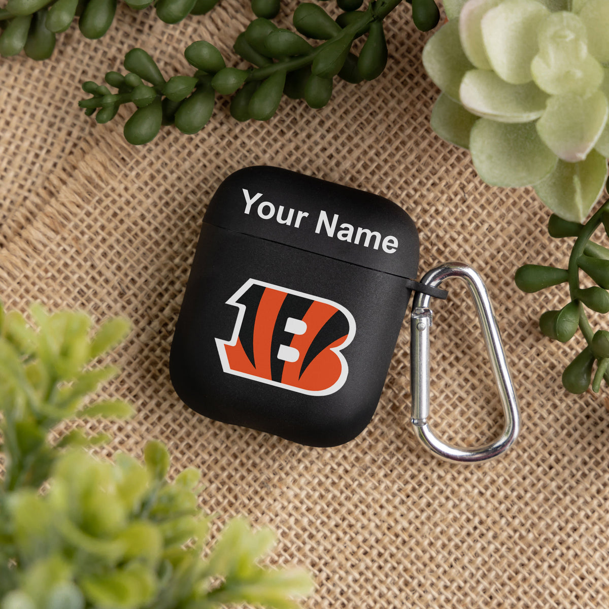 Cincinnati Bengals Custom Name HD Apple AirPods Gen 1 &amp; 2 Case Cover (Black)