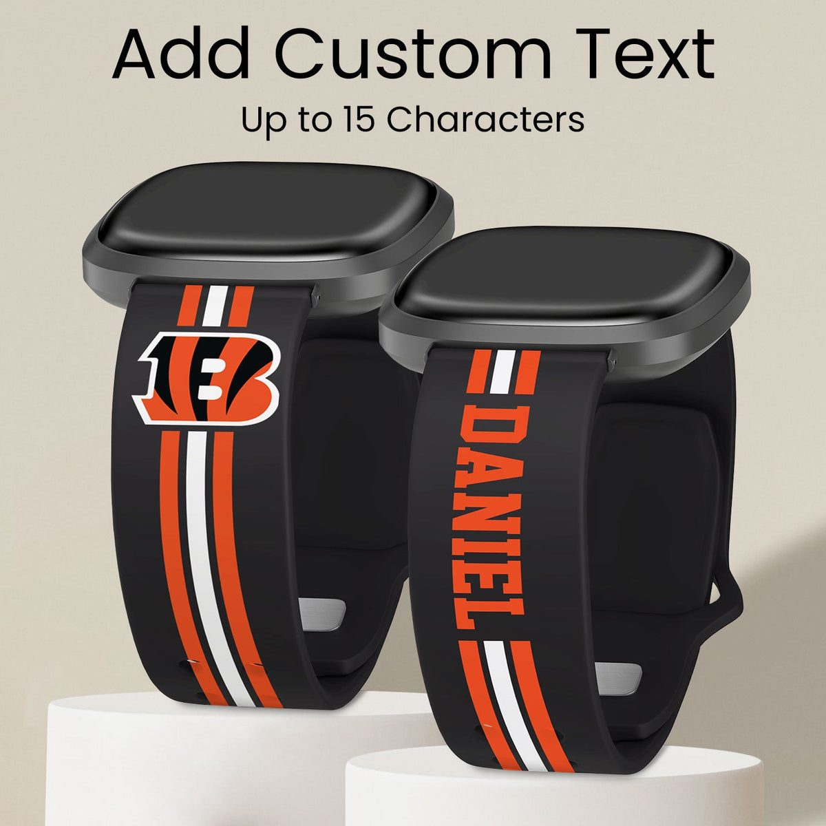 Cincinnati Bengals Custom Name HD Fitbit Versa 3 and Sense Watch Band