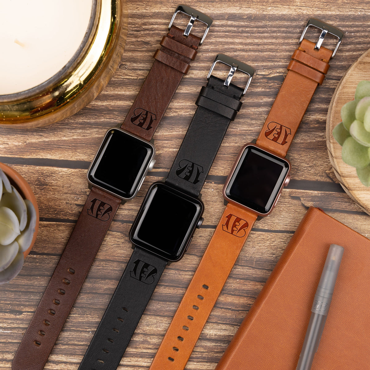 Game Time Cincinnati Bengals Leather Apple Watch Band