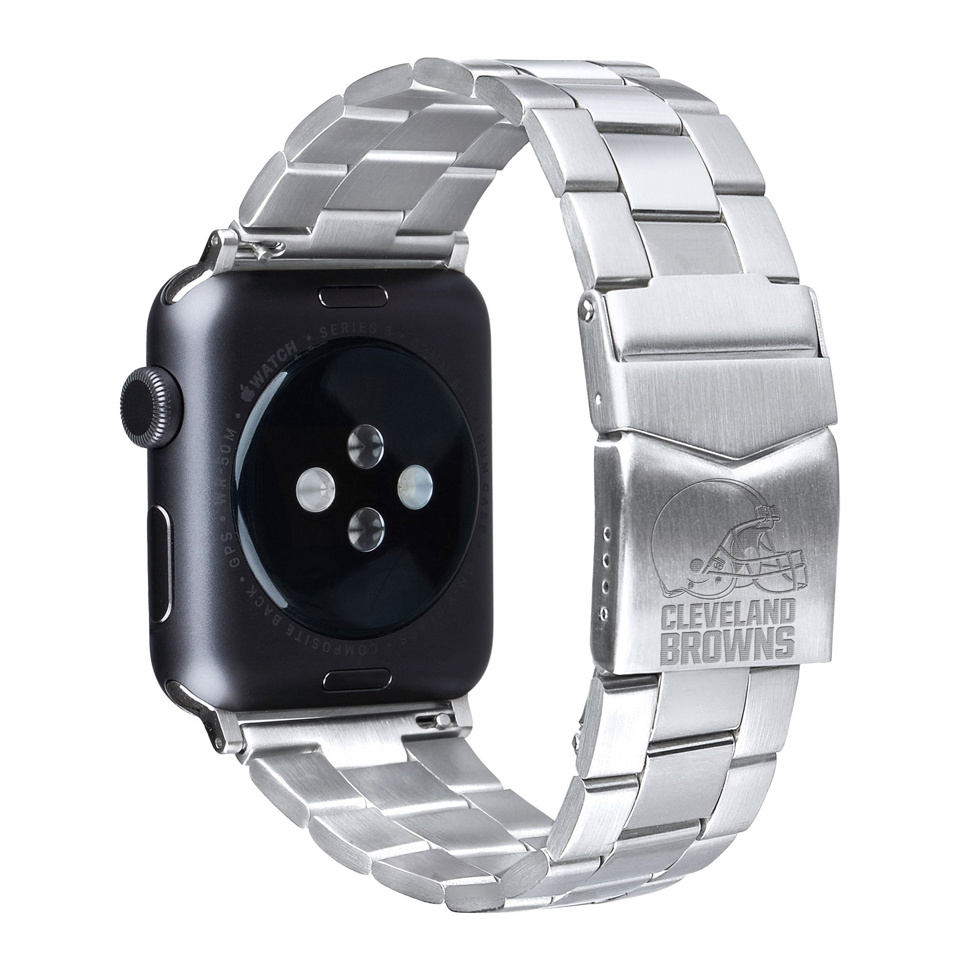 Cleveland Browns Stainless Steel Link Style Apple Watch Band - Game Time Bands
