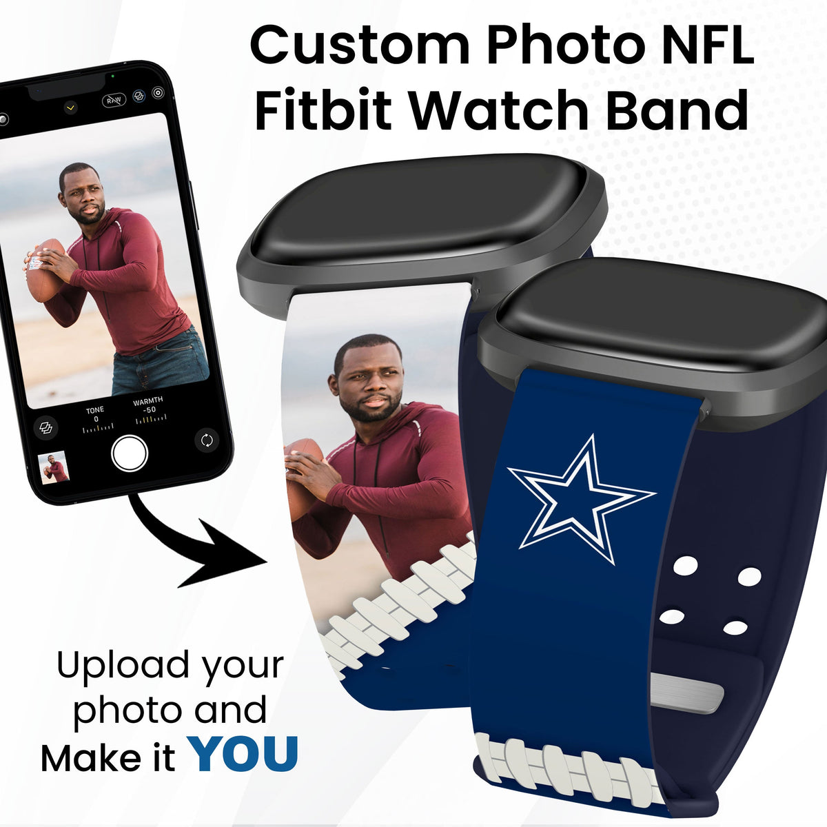 Dallas Cowboys Custom Photo HD Fitbit Versa 3 &amp; Sense 1 Watch Band