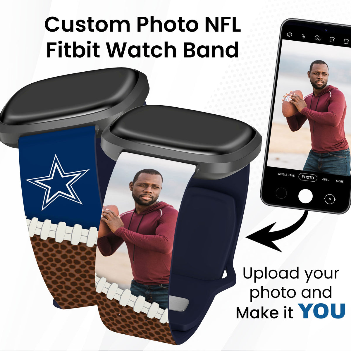 Dallas Cowboys Custom Photo HD Fitbit Versa 3 &amp; Sense 1 Watch Band