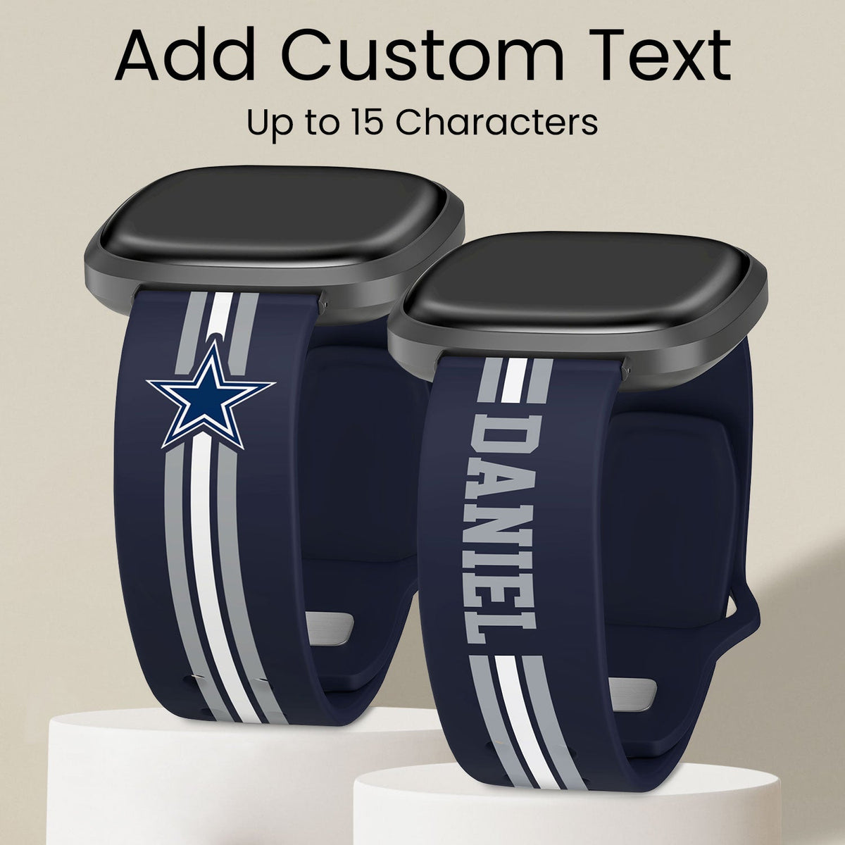Dallas Cowboys Custom Name HD Fitbit Versa 3 and Sense 1 Watch Band