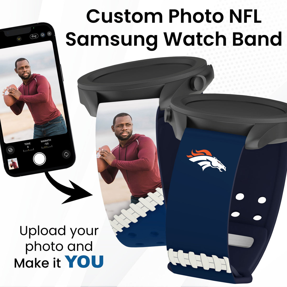 Denver Broncos Custom Photo HD Samsung Galaxy Watch Band