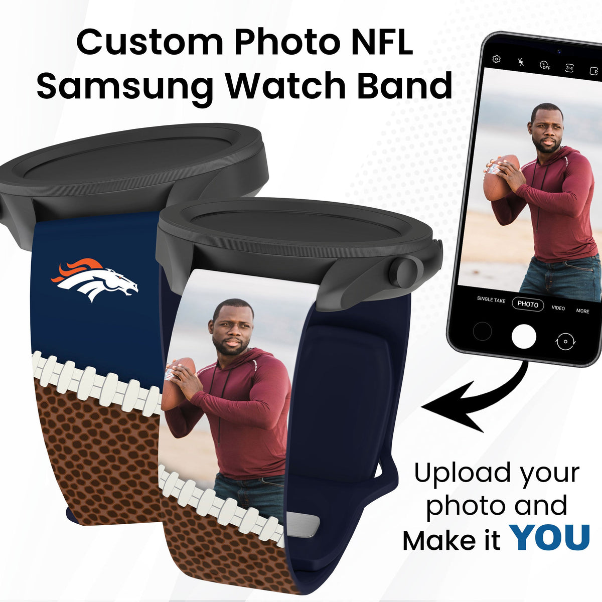 Denver Broncos Custom Photo HD Samsung Galaxy Watch Band