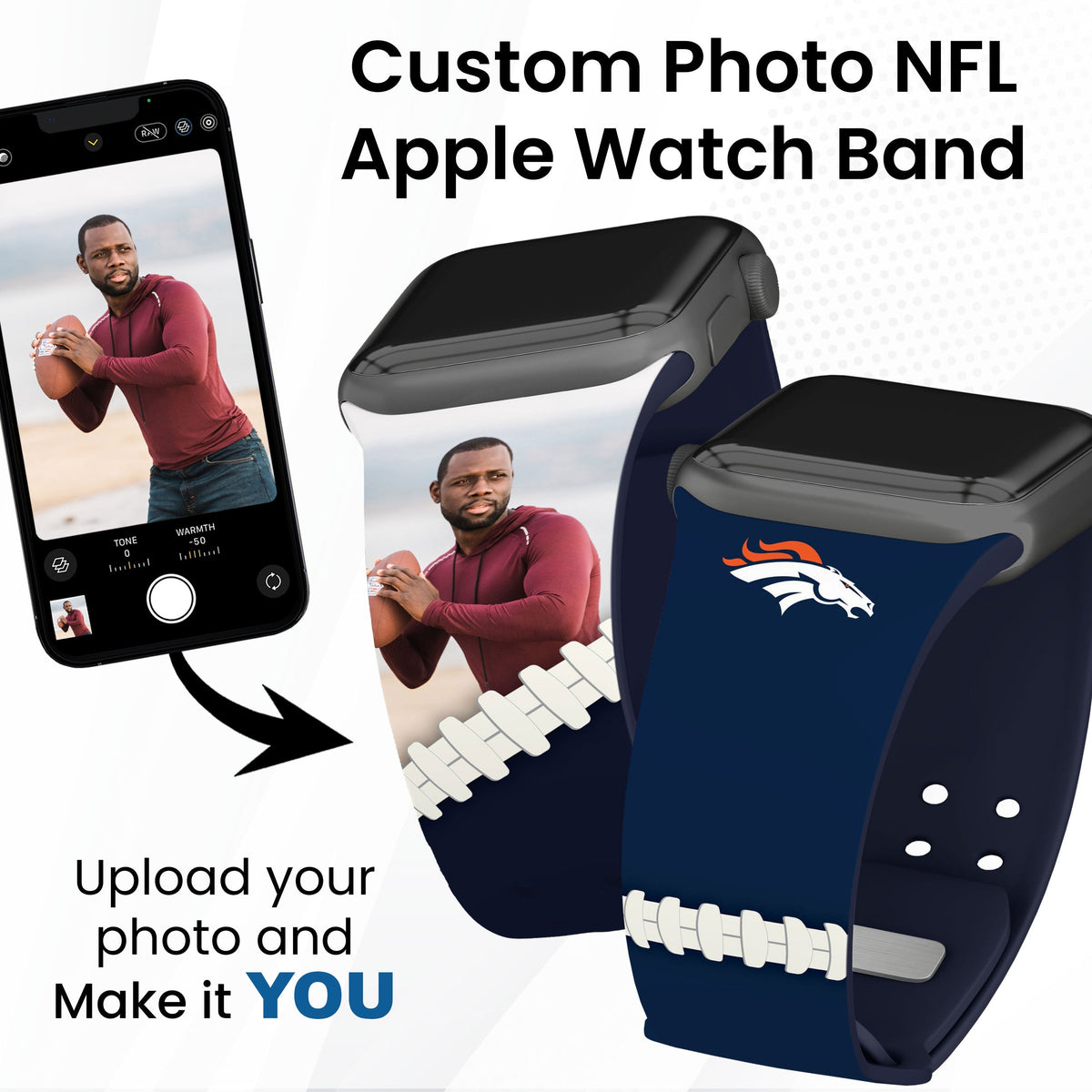 Denver Broncos Custom Photo HD Apple Watch Band