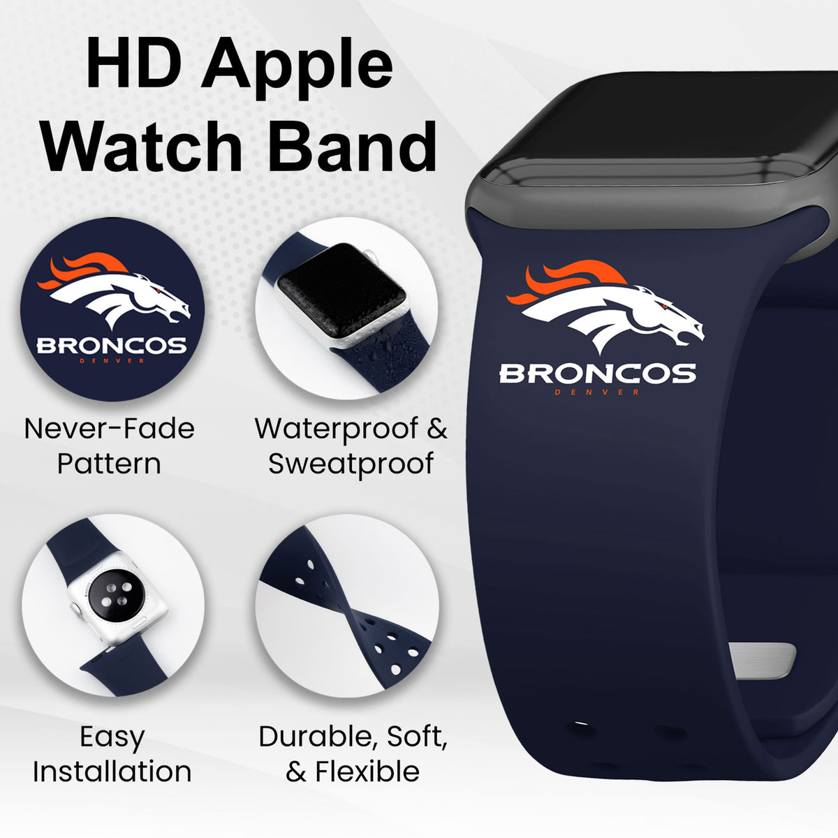 GAME TIME Denver Broncos HD Elite Edition Apple Watch Band