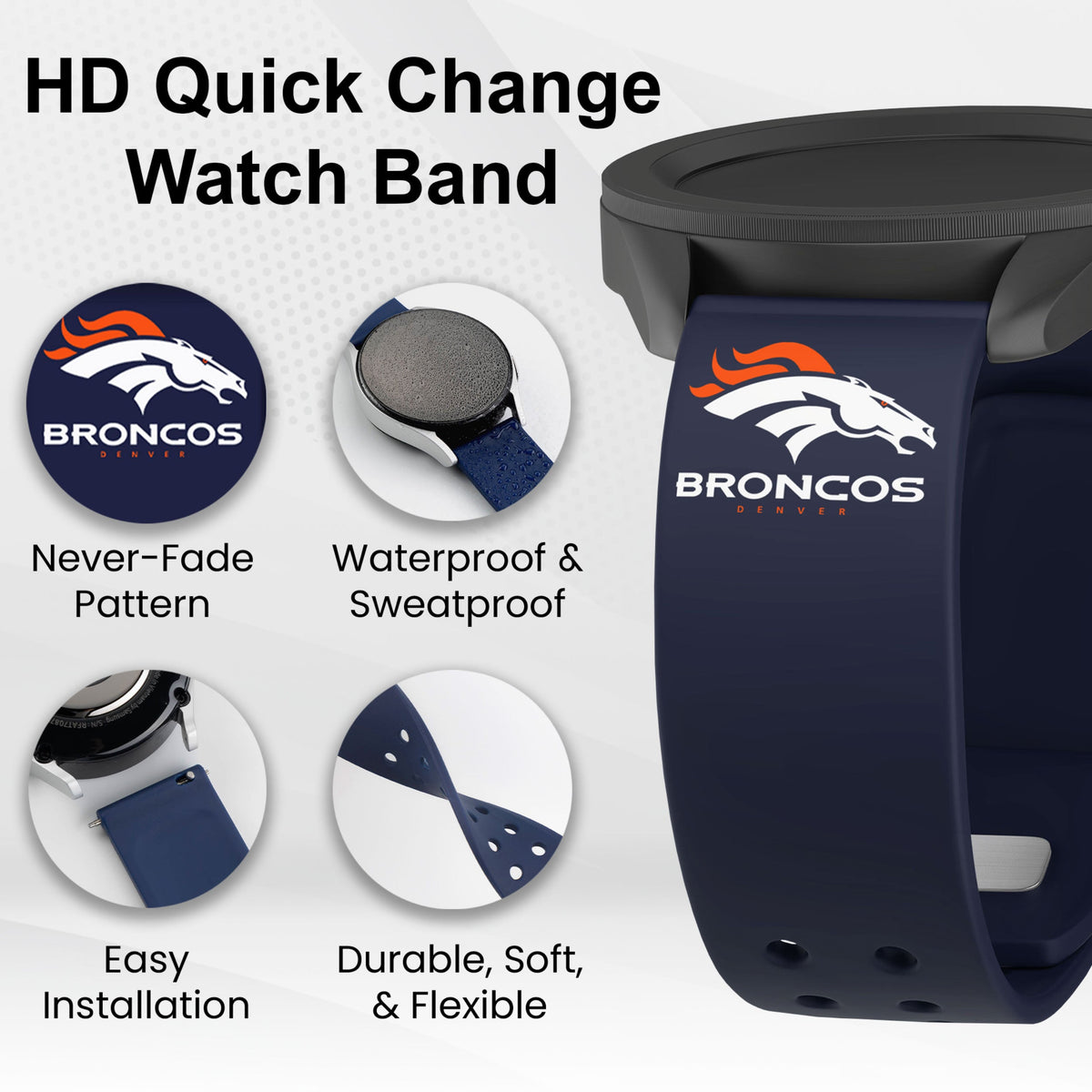 GAME TIME Denver Broncos HD Elite Edition Samsung Galaxy Watch Band