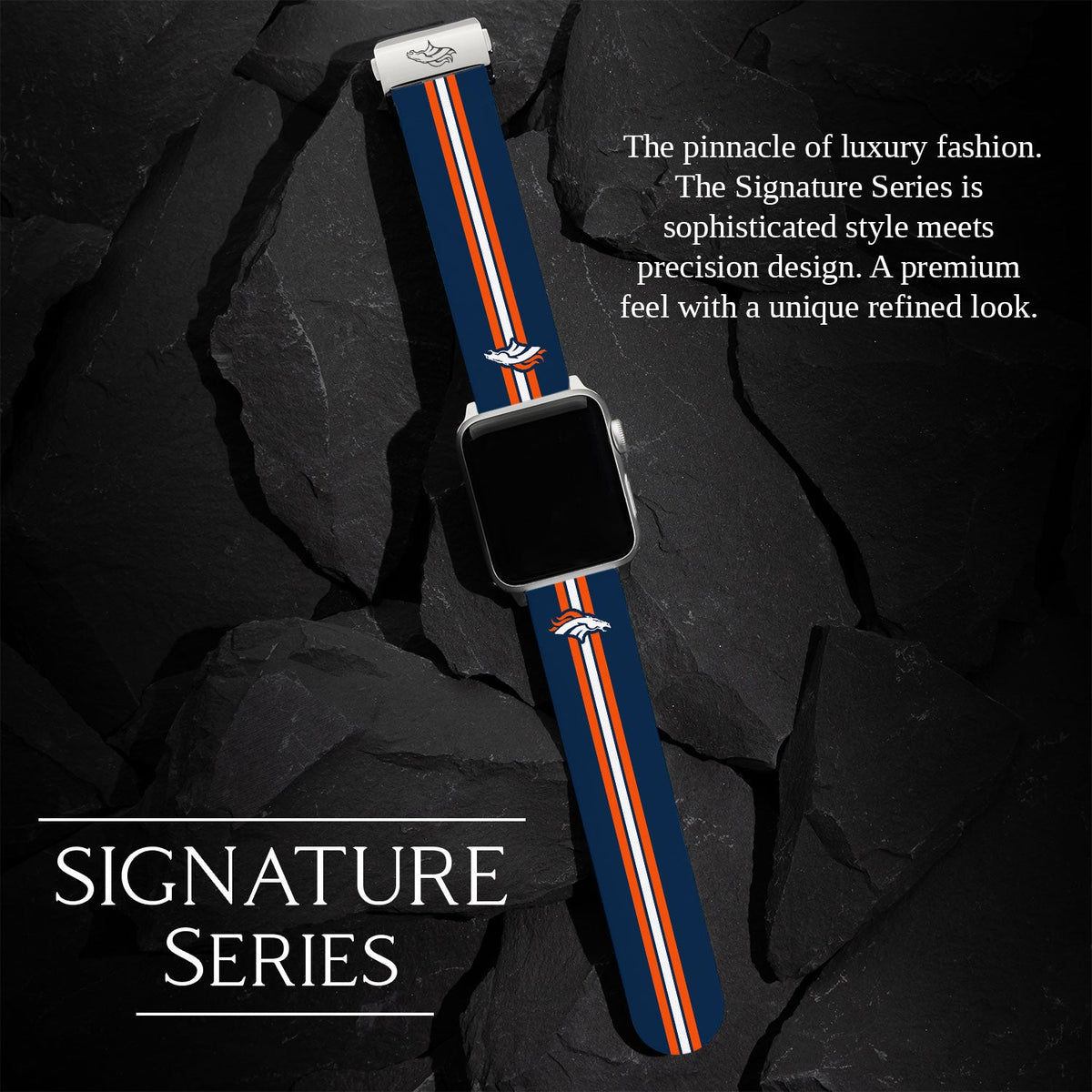 Game Time Denver Broncos  Signature Series Apple Watch Band With Engraved Buckle