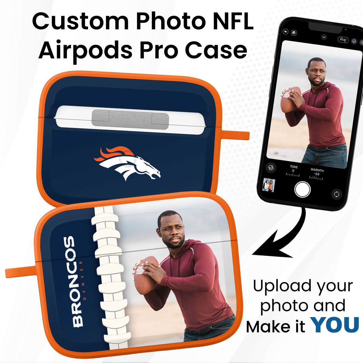 Denver Broncos Custom Photo HDX Apple AirPods Pro Case Cover