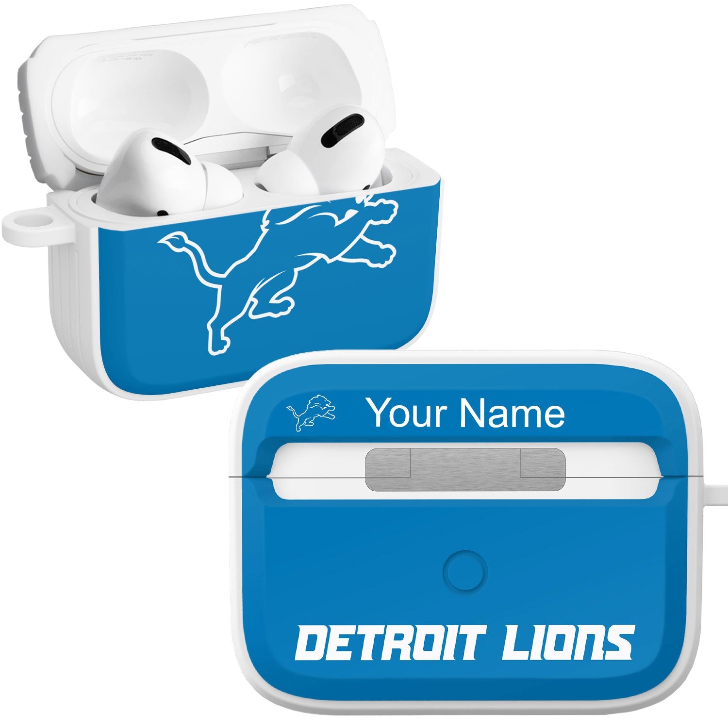 Detroit Lions HDX Custom Name Apple AirPods Pro 1 & 2 Case Cover (Classic)