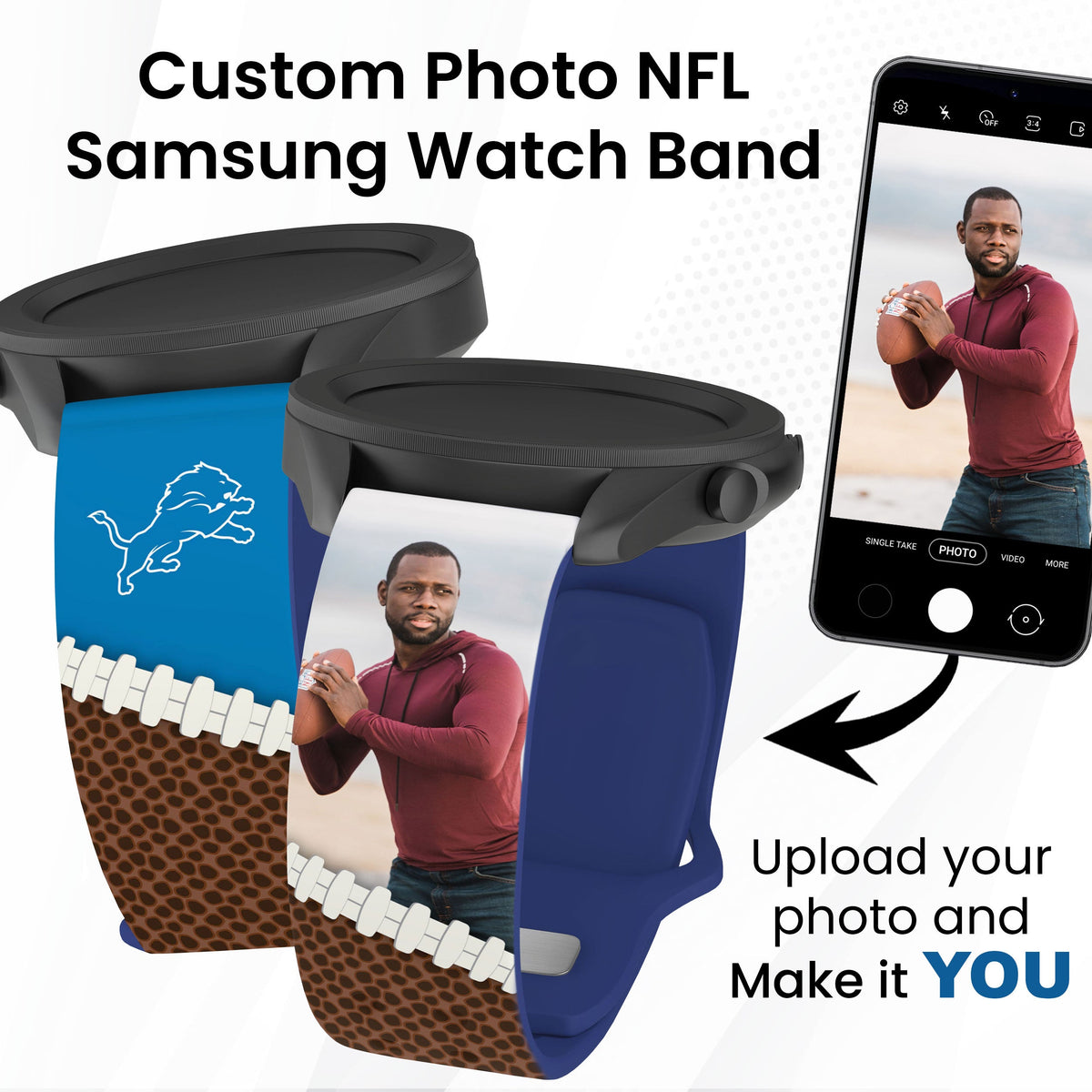 Detroit Lions Custom Photo HD Samsung Galaxy Watch Band