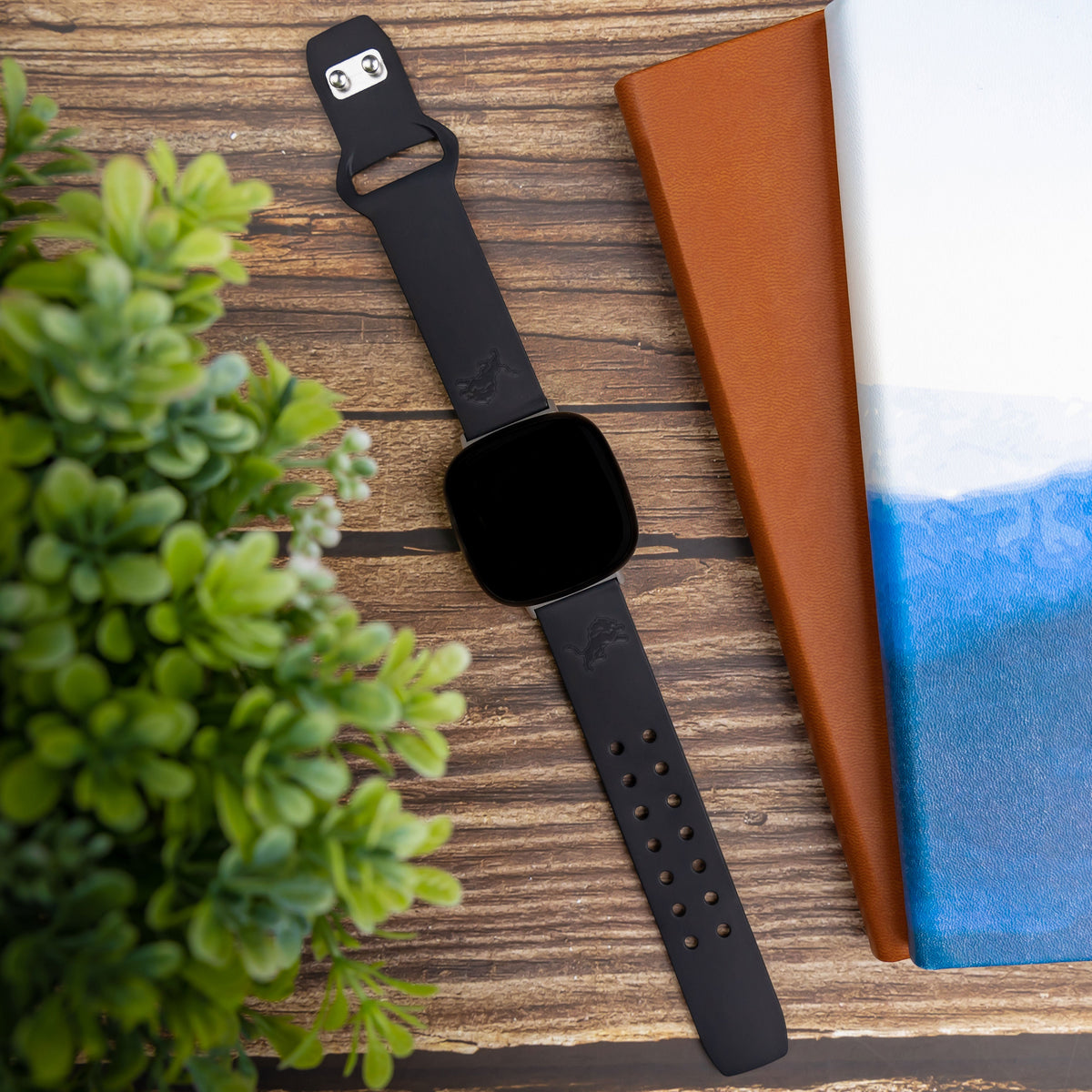 Game Time Detroit Lions Engraved Silicone Sport Fitbit Versa 3 &amp; Sense 1 Watch Band