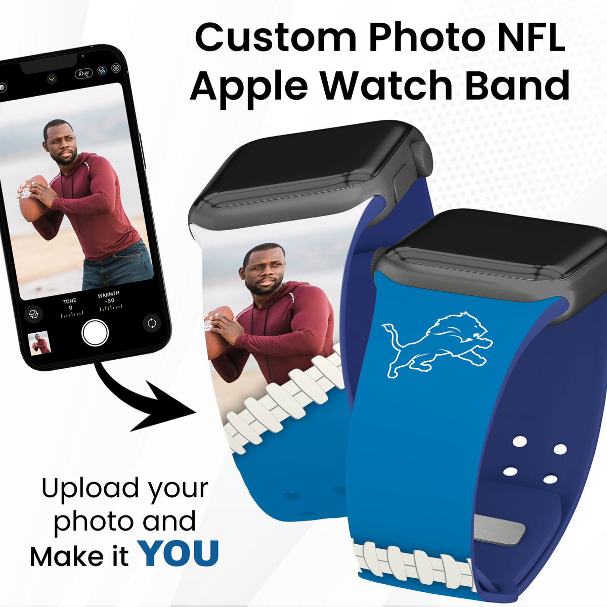 Detroit Lions Custom Photo HD Apple Watch Band