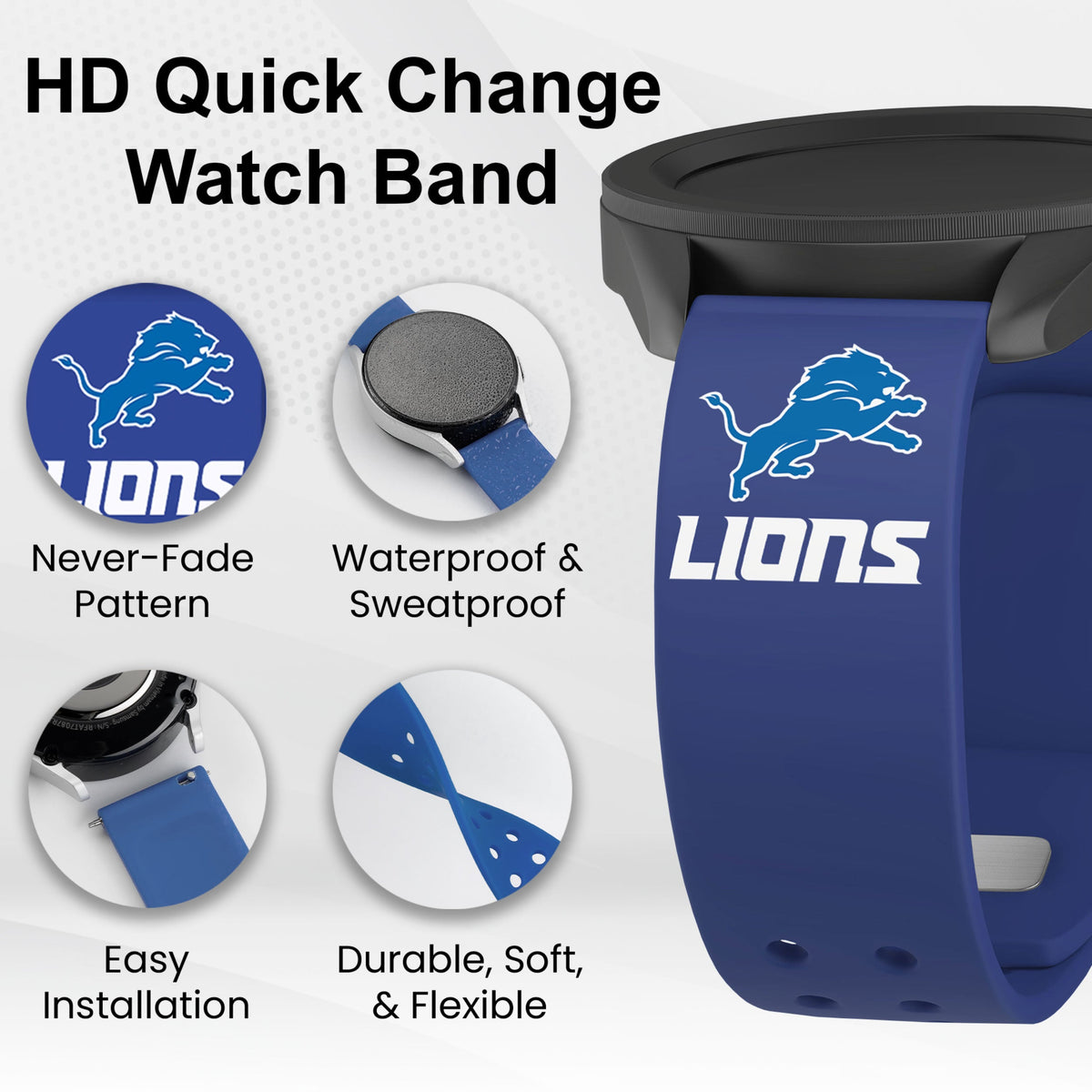 GAME TIME Detroit Lions HD Elite Edition Samsung Galaxy Watch Band