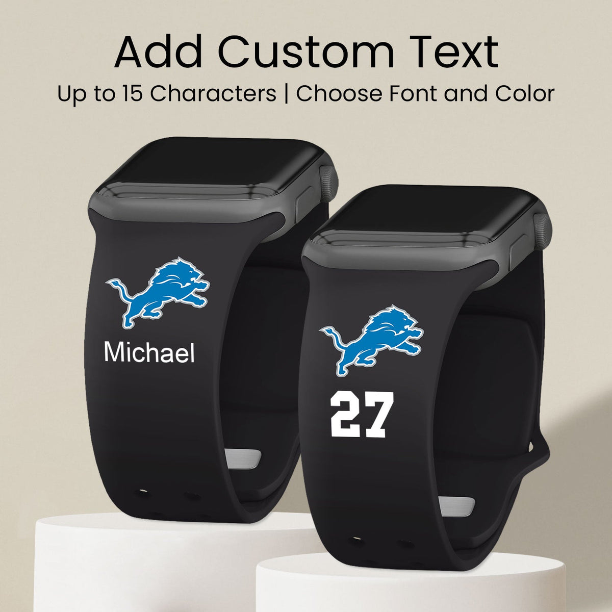 Detroit Lions Custom Name HD Apple Watch Band