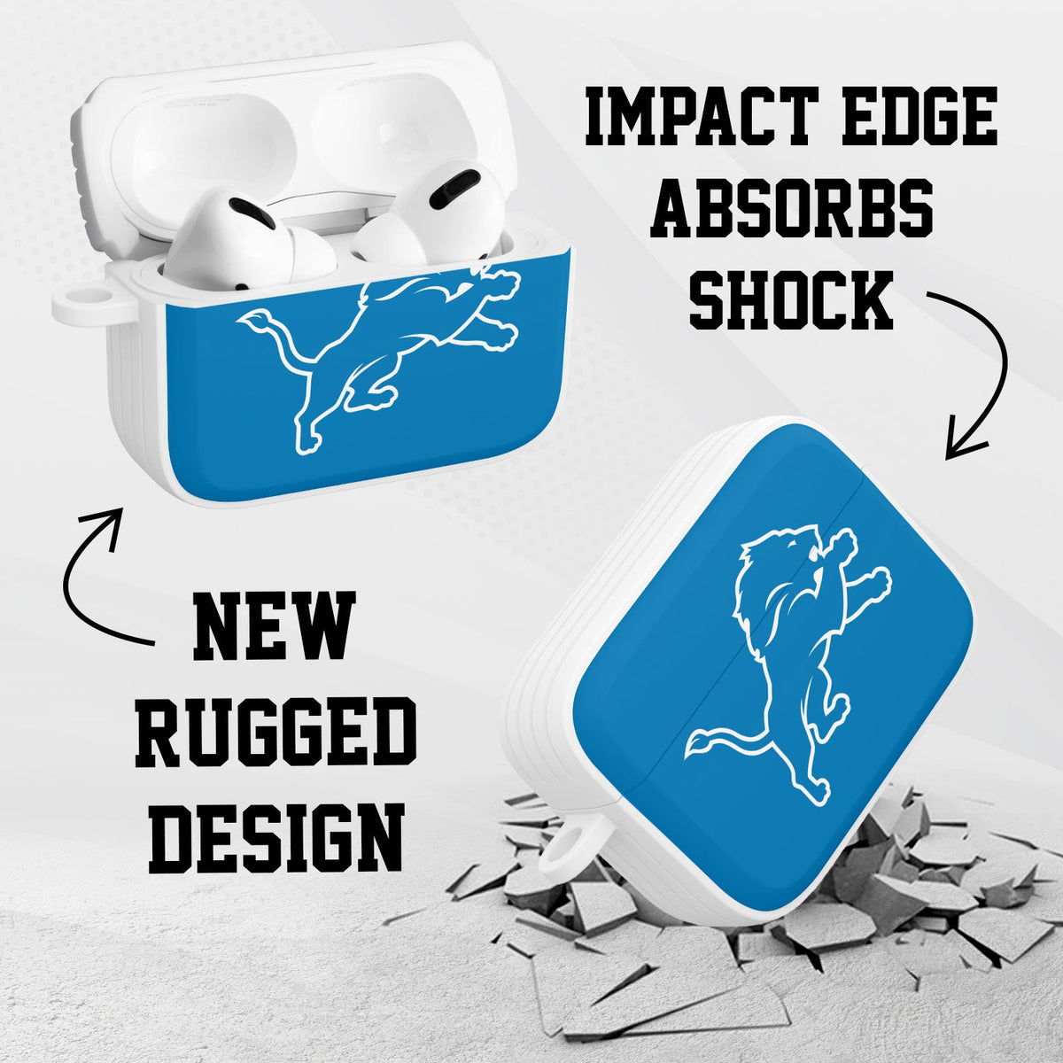 Detroit Lions HDX Custom Name Apple AirPods Pro 1 &amp; 2 Case Cover (Classic)