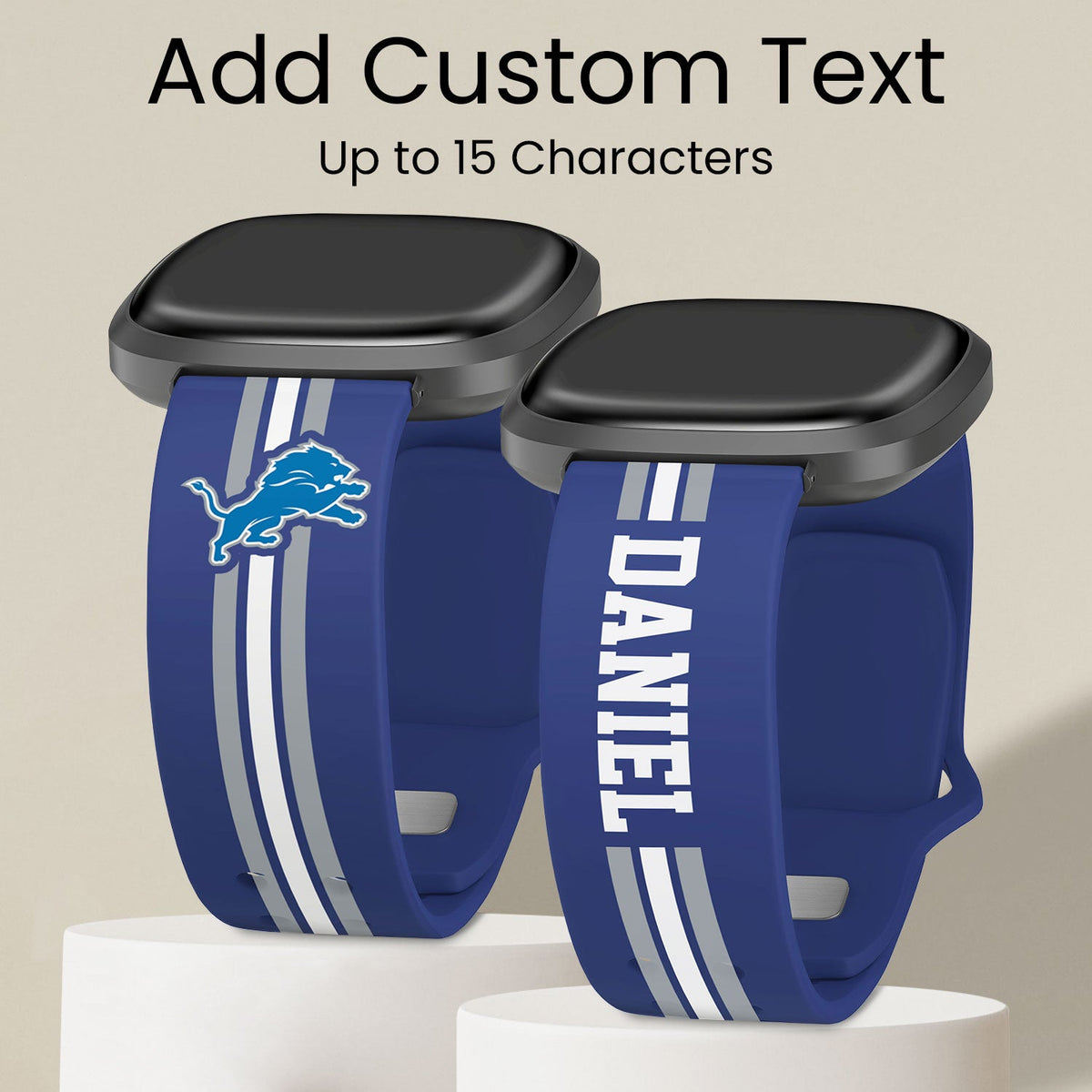Detroit Lions Custom Name HD Fitbit Versa 3 and Sense 1 Watch Band