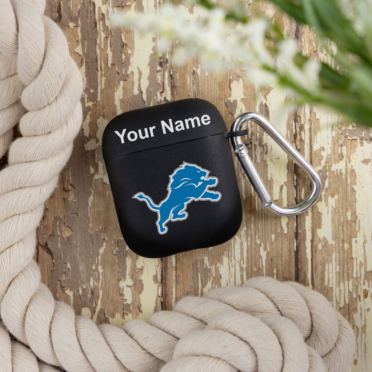 Detroit Lions Custom Name HD Apple AirPods Gen 1 &amp; 2 Case Cover (Black)