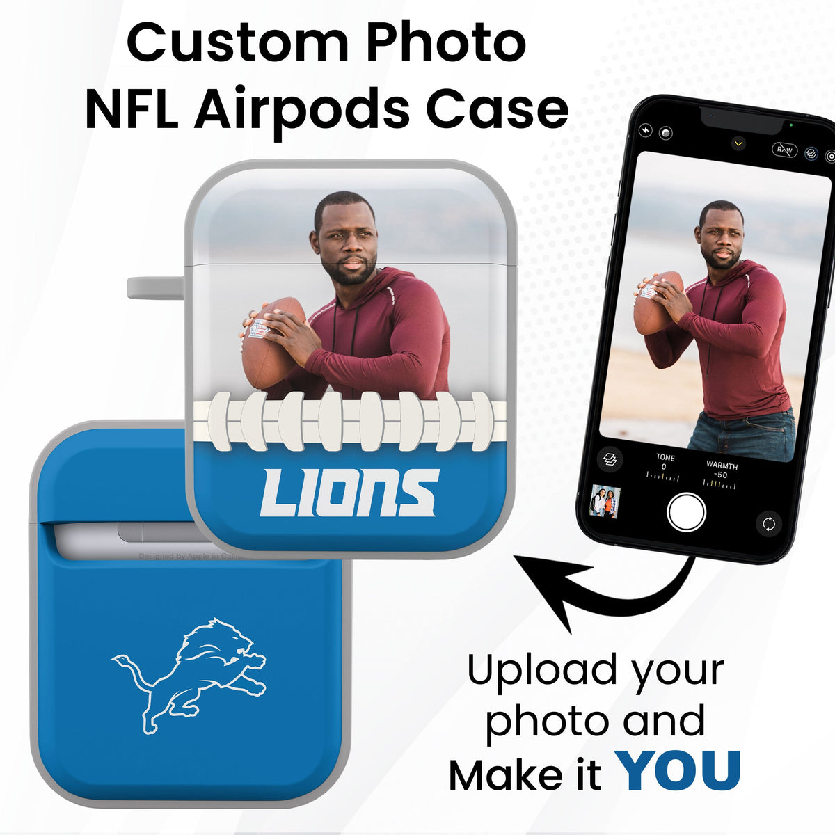 Detroit Lions Custom Photo HDX Apple AirPods Gen 1 &amp; 2 Case Cover