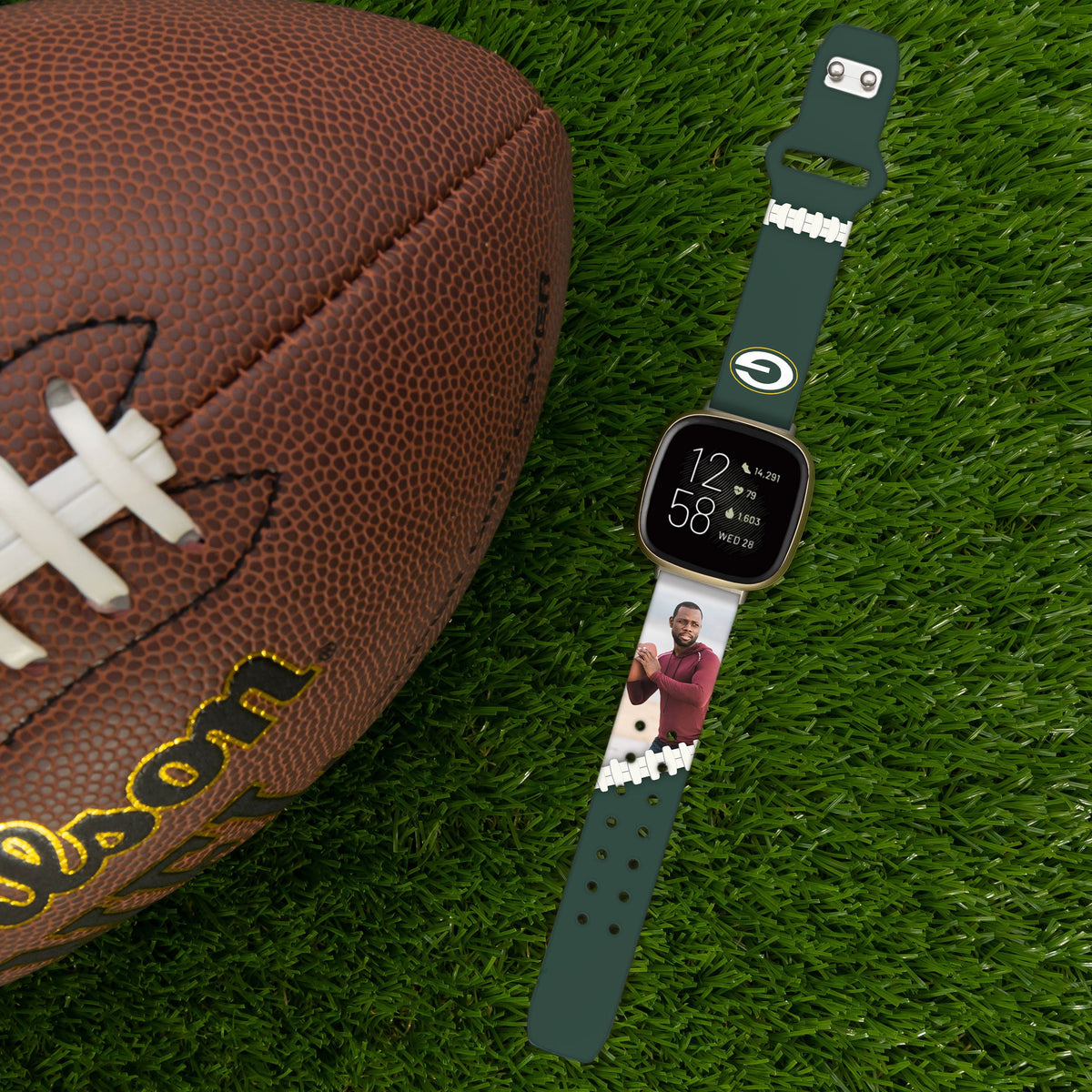 Green Bay Packers Custom Photo HD Fitbit Versa 3 &amp; Sense 1 Watch Band