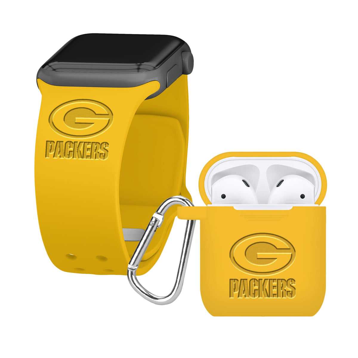 Game Time Green Bay Packers Engraved Apple Airpods Gen 1 &amp; 2 and Watch Band
