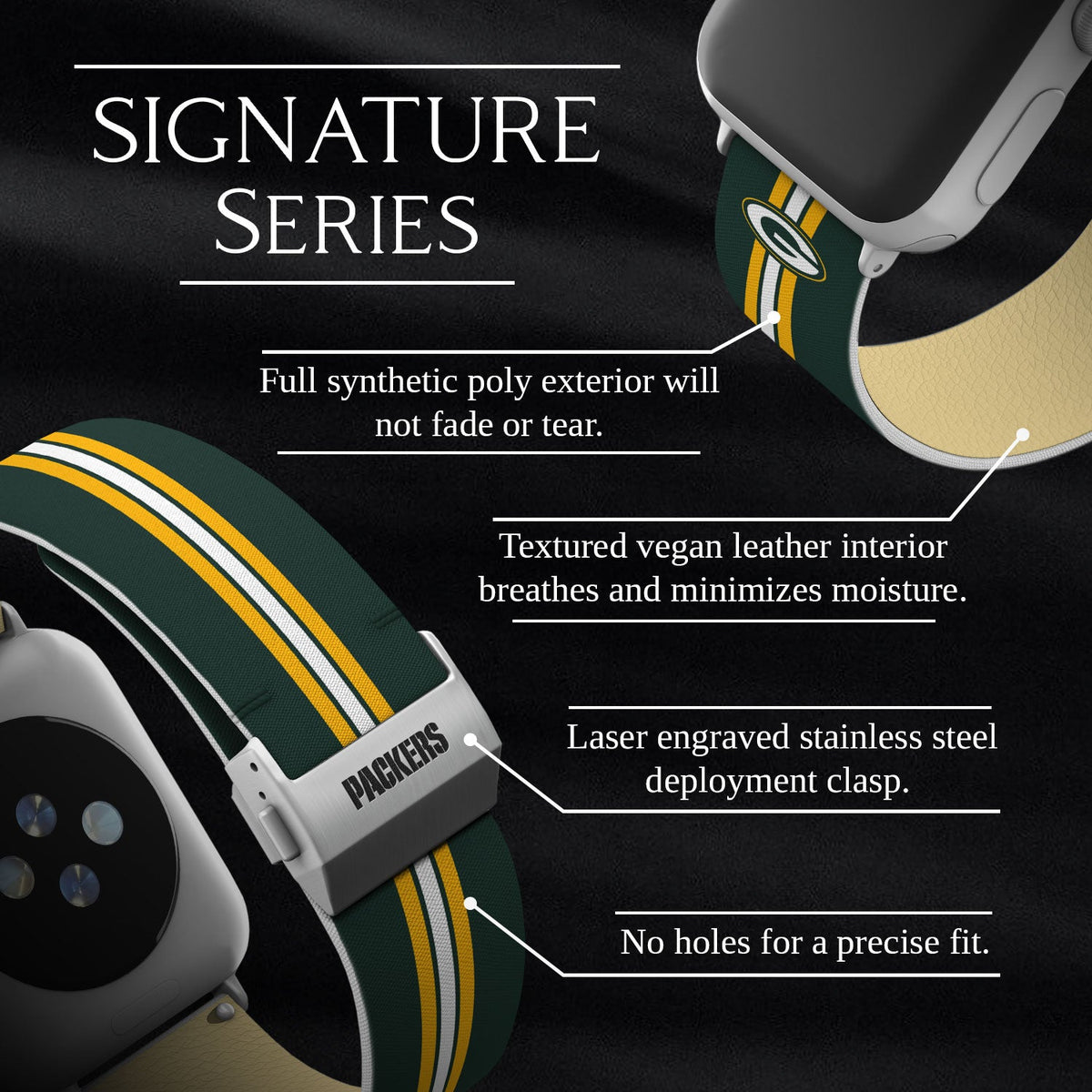 Game Time Green Bay Packers Signature Series Apple Watch Band With Engraved Buckle